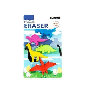 Dinosaur Cartoon Pencil Eraser Set for School Kids
